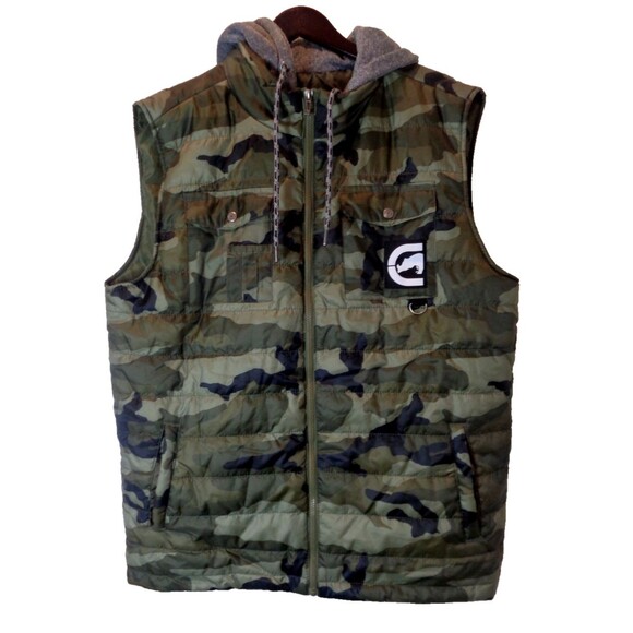 NWT Ecko Unltd. Camo Puffer Vest Hoodie XL Mens Camouflage Sleeveless Zip Front - Picture 1 of 9